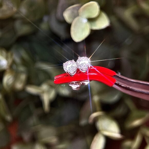 14K Diamond Stud Earrings - Picture 3 of 7